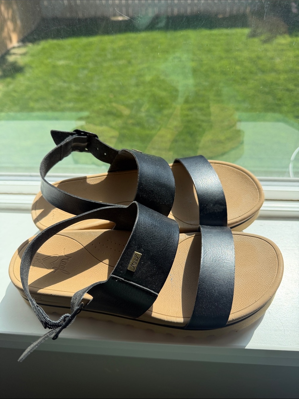 Reef Black and Tan Women's Two-Strap Sandals